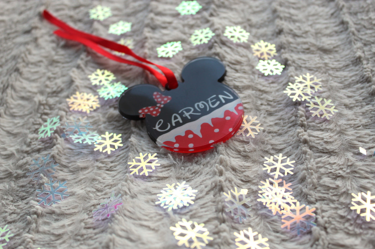 Adorno de Navidad de Mickey y Minnie Mouse, bola de Navidad para el árbol