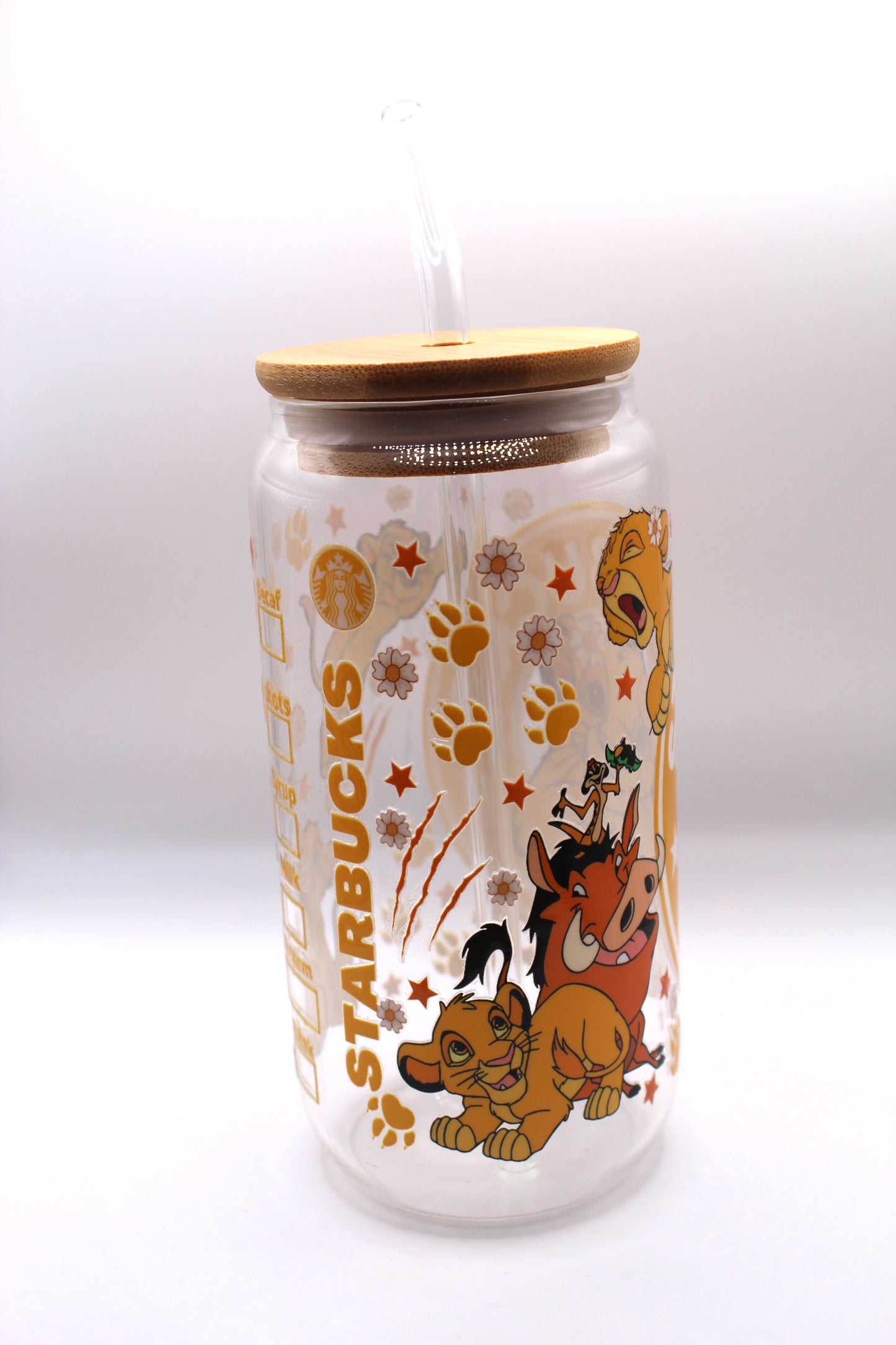 Vaso de cristal - Diseño El Rey León con tapa
