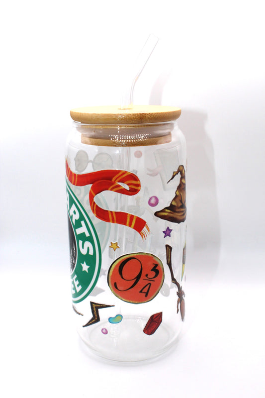 Vaso de cristal - Diseño Hogwarts Harry Potter con tapa
