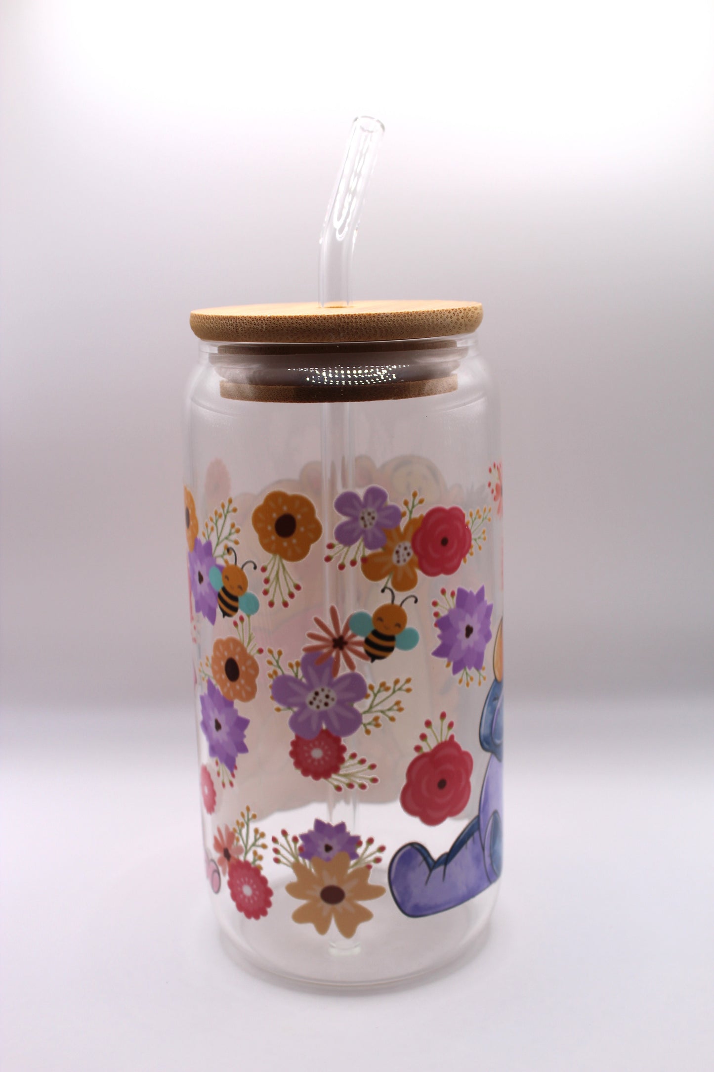 Vaso de cristal - Diseño Winnie the Pooh con tapa