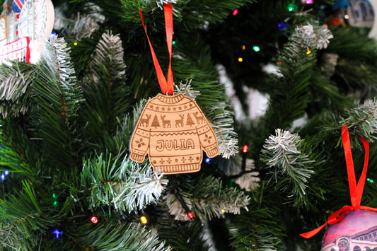 Adorno de Navidad modelo jersey, bola de Navidad para el árbol