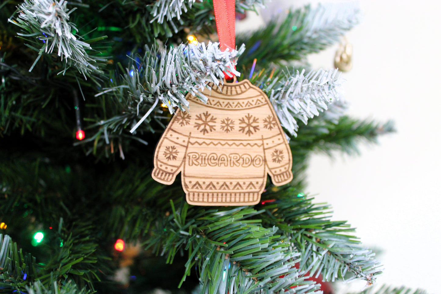 Adorno de Navidad modelo jersey, bola de Navidad para el árbol