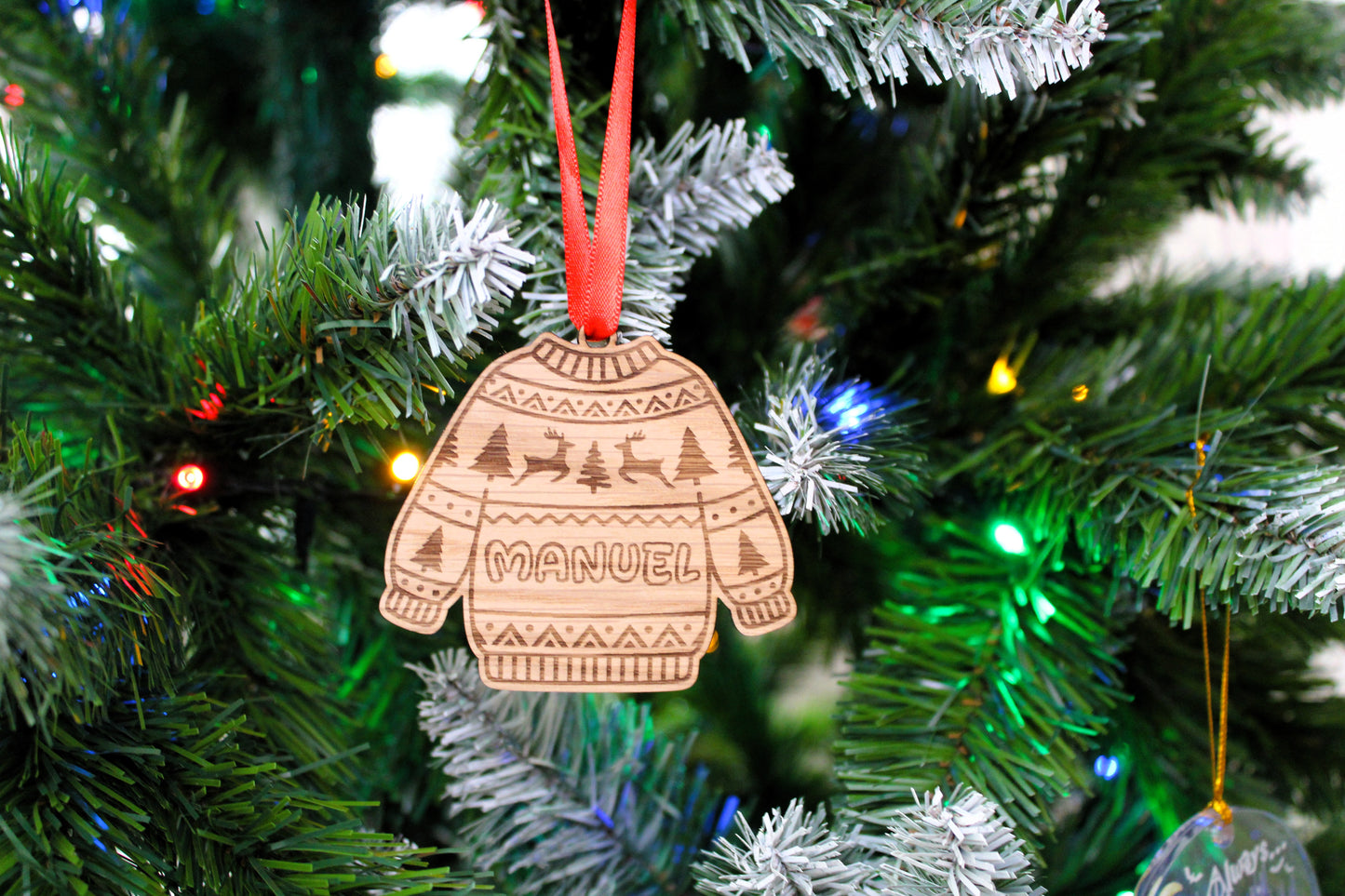 Adorno de Navidad modelo jersey, bola de Navidad para el árbol