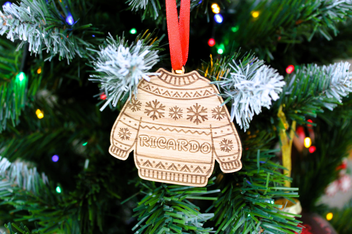 Adorno de Navidad modelo jersey, bola de Navidad para el árbol