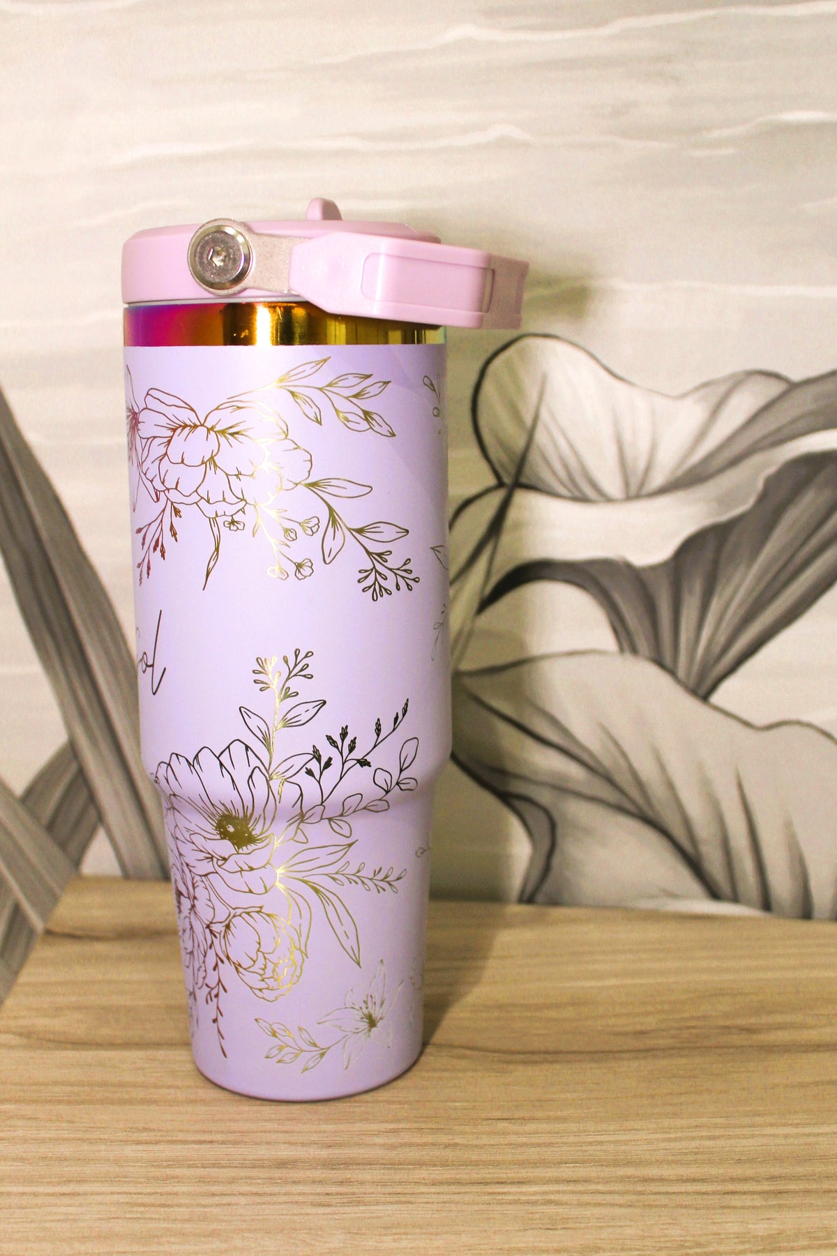 Termo de flores personalizado con nombre