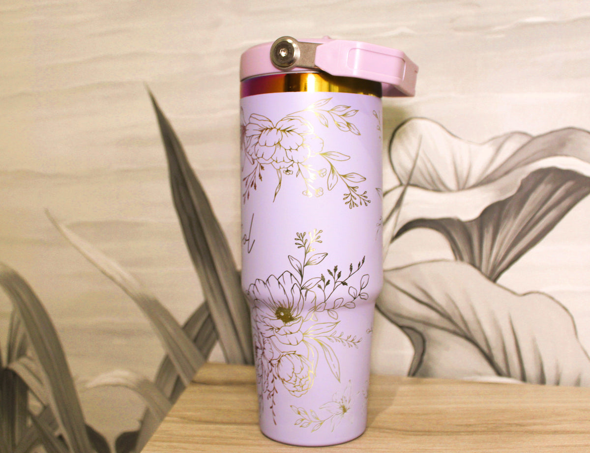 Termo de flores personalizado con nombre